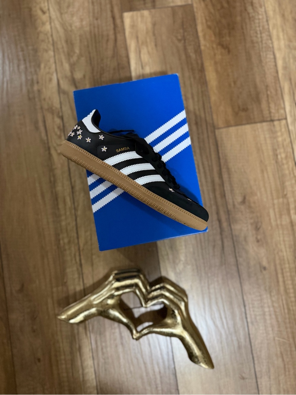 adidas Kids Samba Sneakers in Black with White Stripes and Gum Sole
